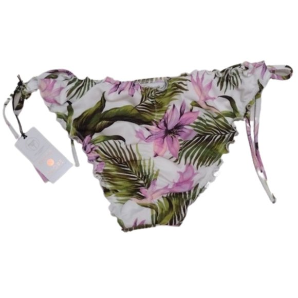 NWT Shade & Shore Women's Textured Side-Tie Ruffle Bikini Bottom - M (8-10) - Picture 2 of 9
